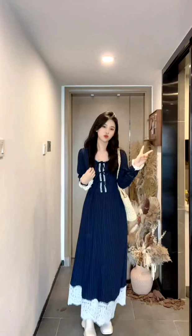 AN.XIN【肖恩童话】法式小众设计学院风减龄连衣裙2991-5