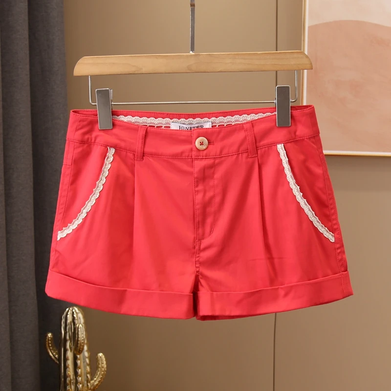 红色短裤洋气高腰时尚休闲百搭女士夏季潮流学生减龄可爱春游