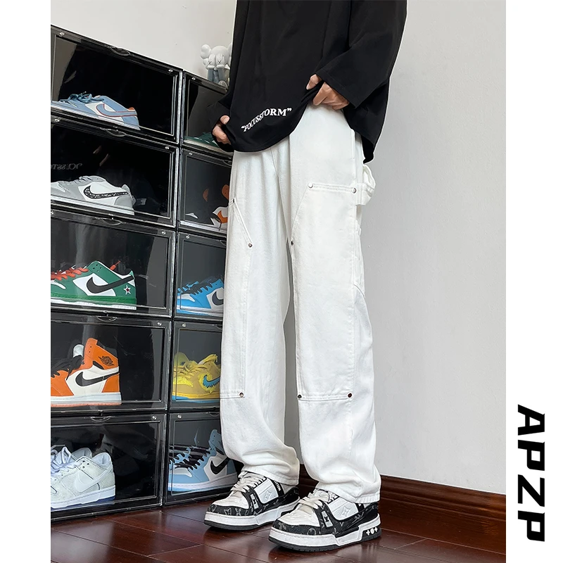 Vibe风国潮水洗伐木裤显瘦长裤高街美式街头工装裤百搭宽松休闲裤