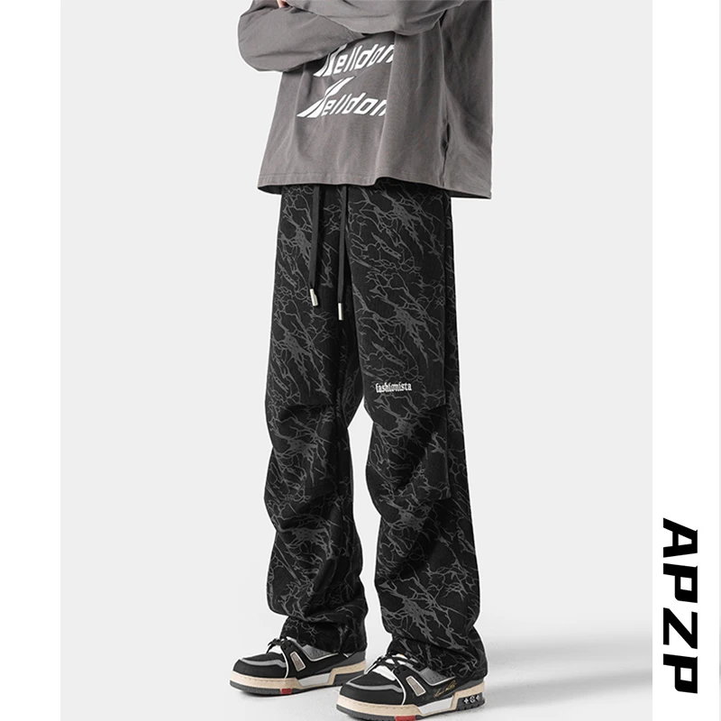 灯芯绒春季潮流折皱设计感休闲裤美式复古坠感高街男女满天星裤子