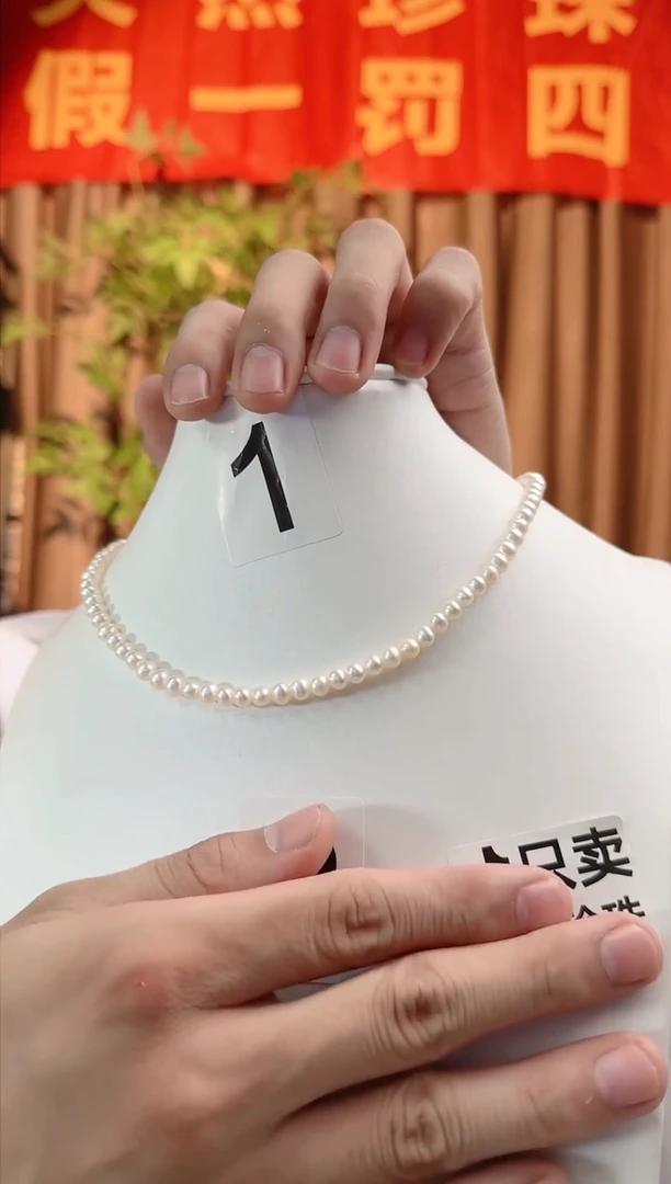 【闪购商品】淡水珍珠项链银S925镶嵌4-5mm