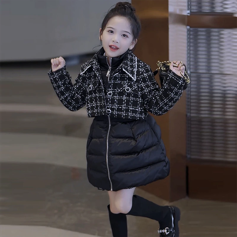 女童羽绒服冬季2024新款韩版儿童90绒加厚中长款女孩小香风外套潮