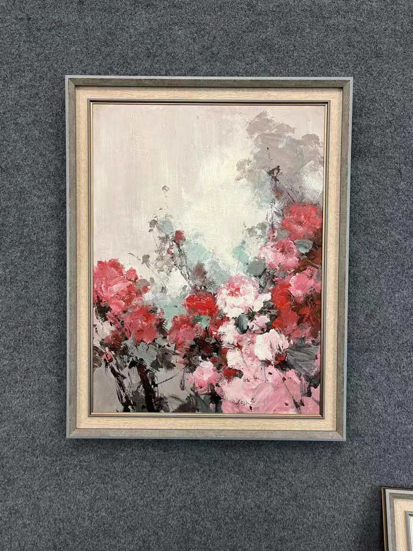 纯手绘油画【孤品】玄关走廊挂画木质装饰画