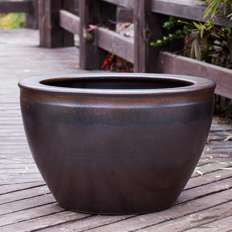 新品陶瓷大水缸养鱼缸仿古老缸荷花睡莲花盆风水古法客厅招财缸