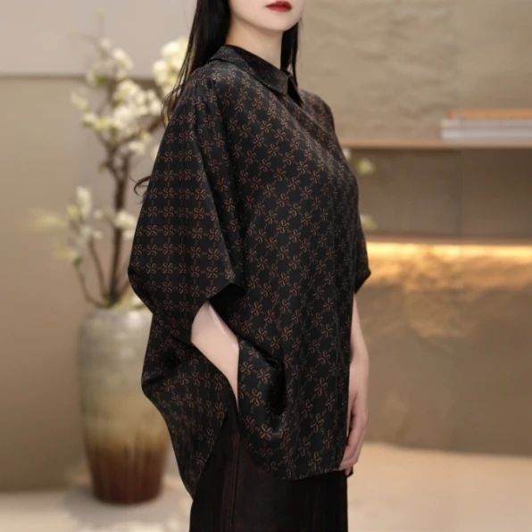 香云纱衬衫新中式印花国风上衣
