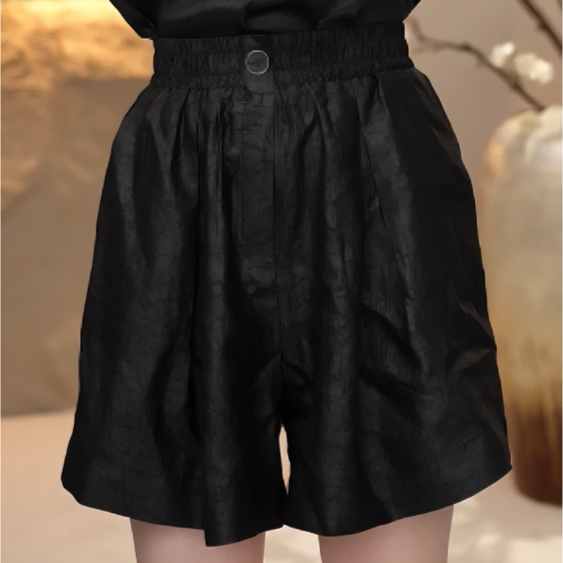 龟裂纹香云纱28姆米短裤桑蚕丝春夏季女款DMS007