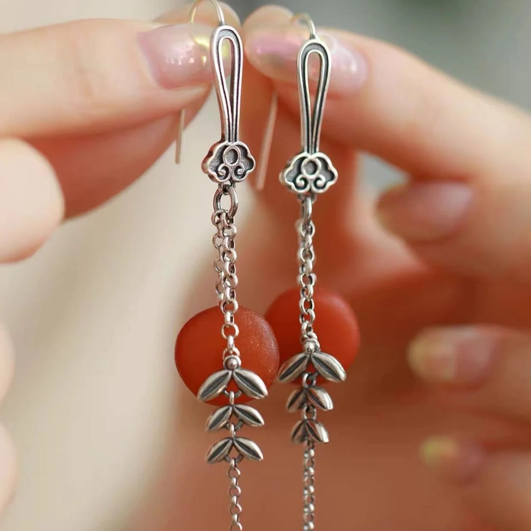 925银耳饰 【古八】  蜜蜜如意大麦耳环  101190