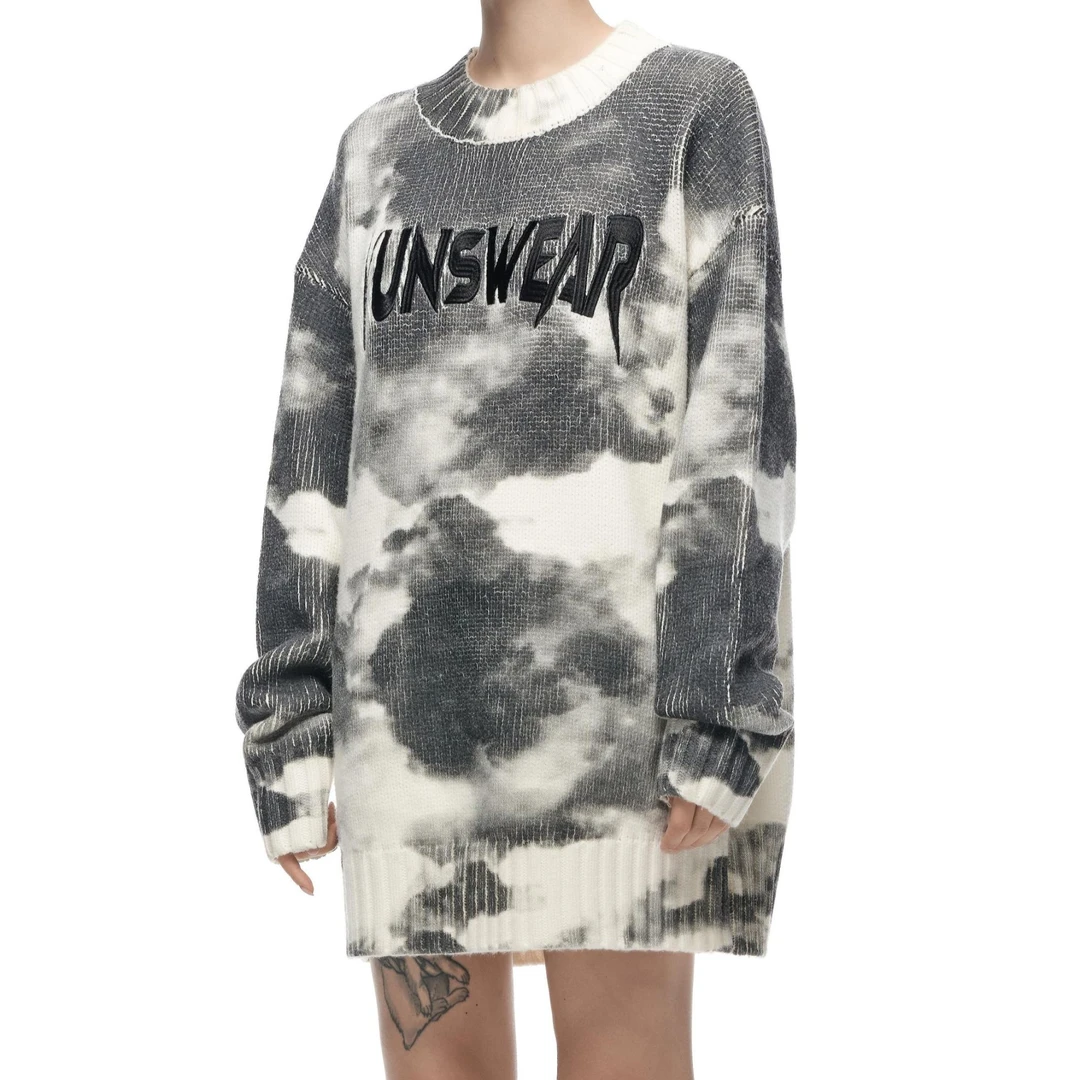 KUNSWEAR/琨丝薇尔24AW 涂层刷色渐变涂鸦毛织衫 818004140