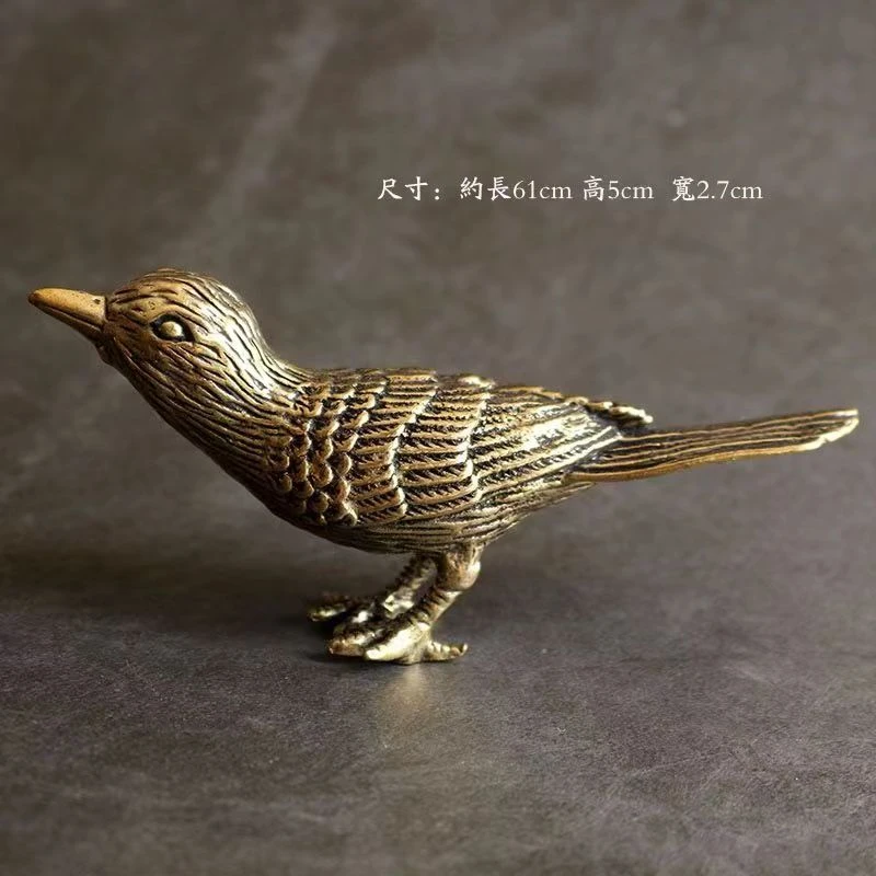 摆件装饰工艺品纯铜大鸟黄铜家居聚财复古喜鹊鸟小铜器手把件