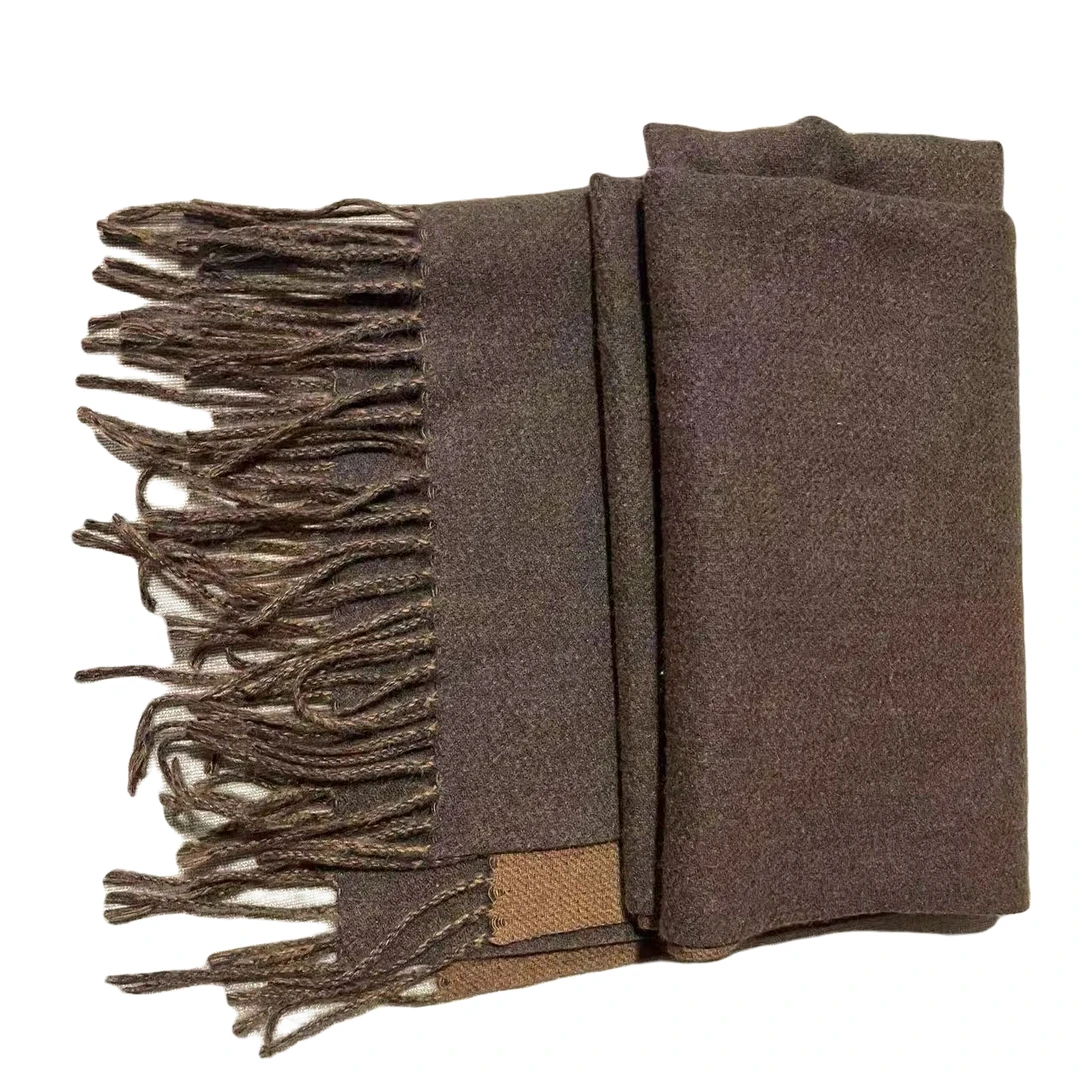 沂赛YISHAI设计师原创女装新款深驼色时尚经典流苏围巾秋冬保暖