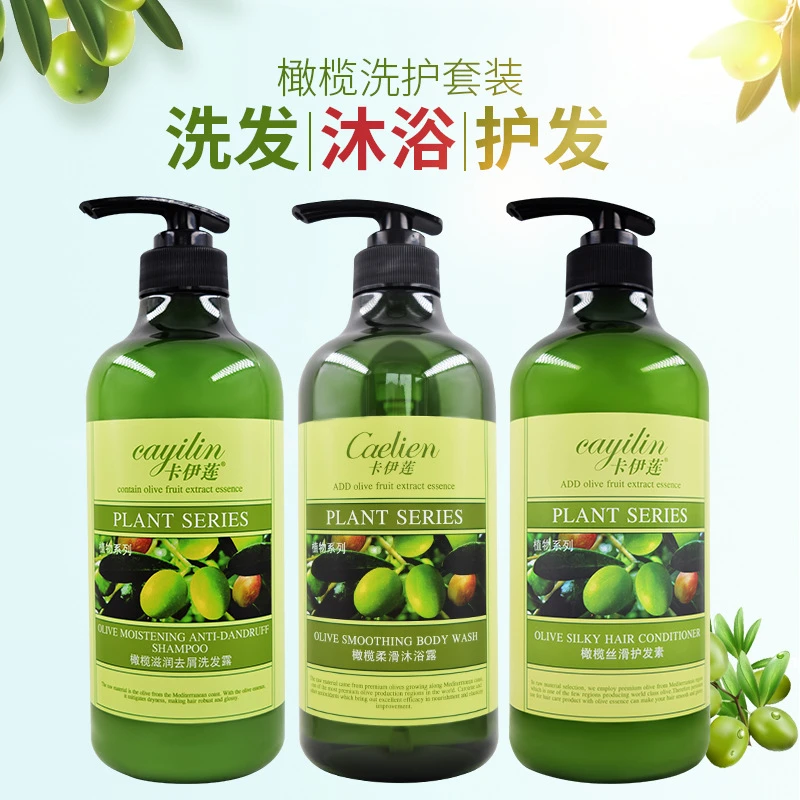 卡伊莲橄榄洗护沐套装750g清洁控油洗发水丝滑沐浴露柔顺护发素