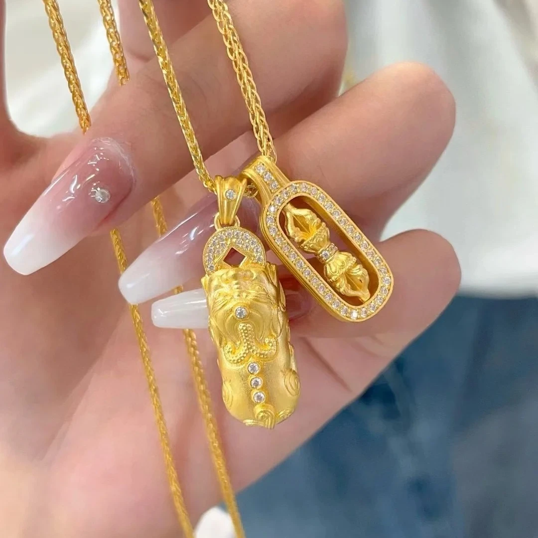 足金999貔貅金刚杵吊坠肖邦链网红韦雪同款黄金项链圣诞节生日礼