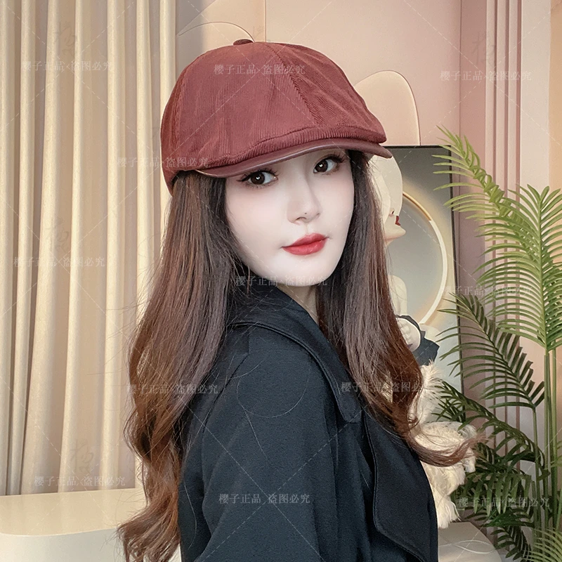 【秋忆】秋冬新品灯芯绒复古时尚百搭男女鸭舌帽逛街气质女士前进帽