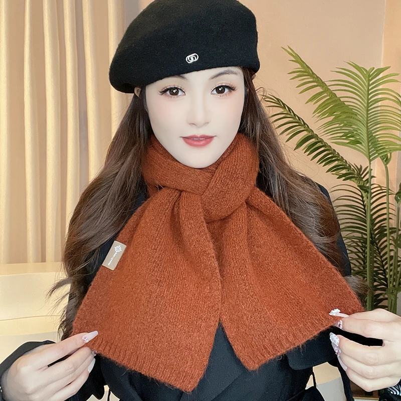 【雪颜】纯色百搭韩版保暖加厚羊毛混纺针织围脖男女简约冬防寒护颈