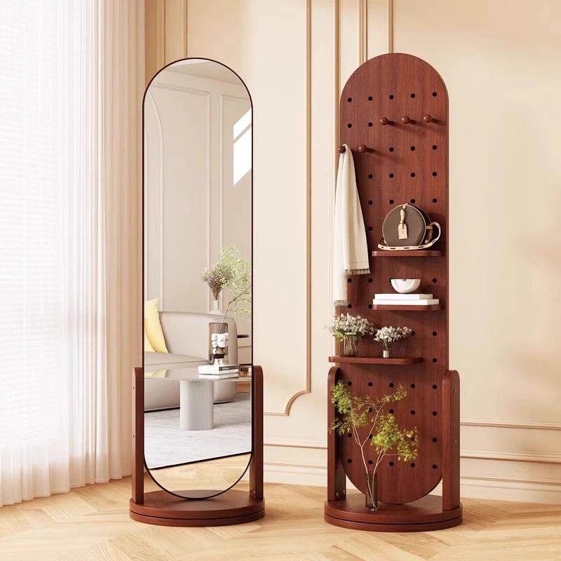 旋转镜轻奢落地全身镜中式旋转全身镜简约客厅玄关收纳旋转衣帽镜