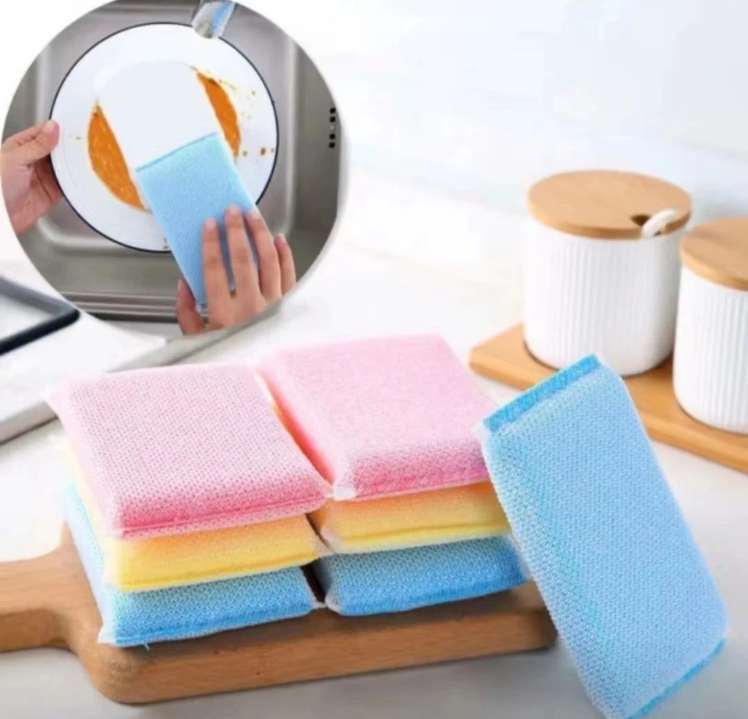 【家用海绵擦洗碗擦12个装颜色随机发洗刷神器】桌布商家赞助