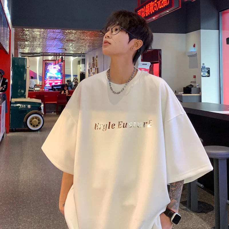 重磅美式短袖t恤男夏季港风宽松学生百搭休闲情侣半袖上衣服ins潮