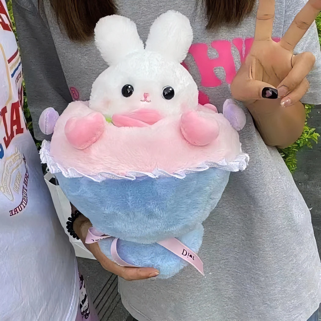 【热款萌宠】正版可爱公主兔兔子变身花束仿真毛绒公仔花束玩偶女