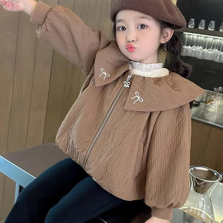 女童春秋款外套2025新款儿童秋装娃娃领上衣宝宝秋季小童休闲上衣