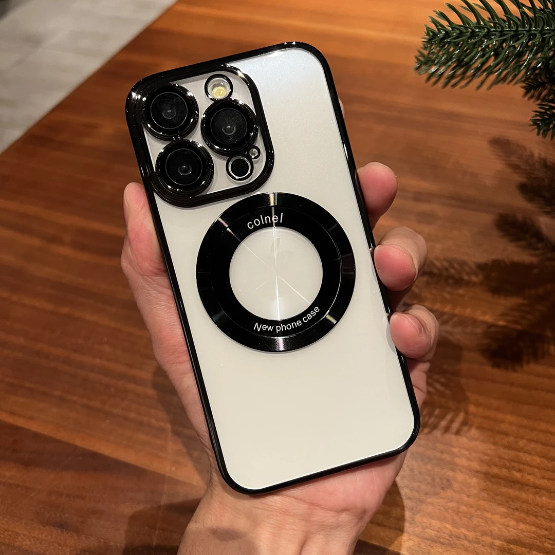 高端漏标电镀磁吸黑色iPhone15pro手机壳苹果14/13promax全包硬壳