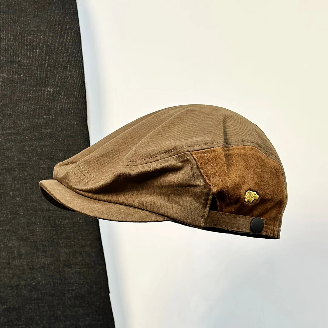 夏季复古英伦风报童帽男百搭日系贝雷帽拼色刺绣前进帽贝雷帽男