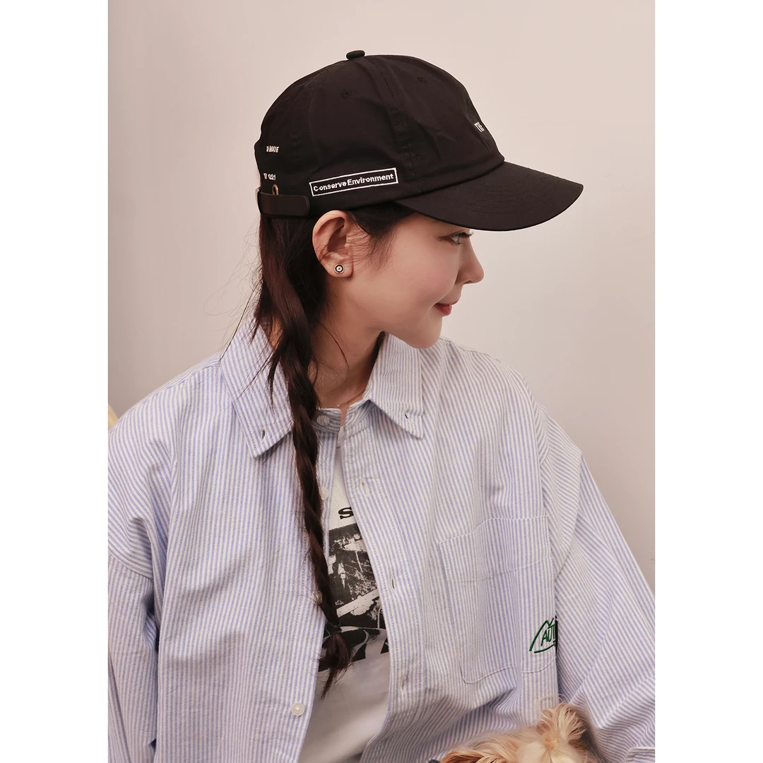 潮牌日系鸭舌帽男街头时尚工装风棒球帽软顶刺绣皮带可调节帽子女