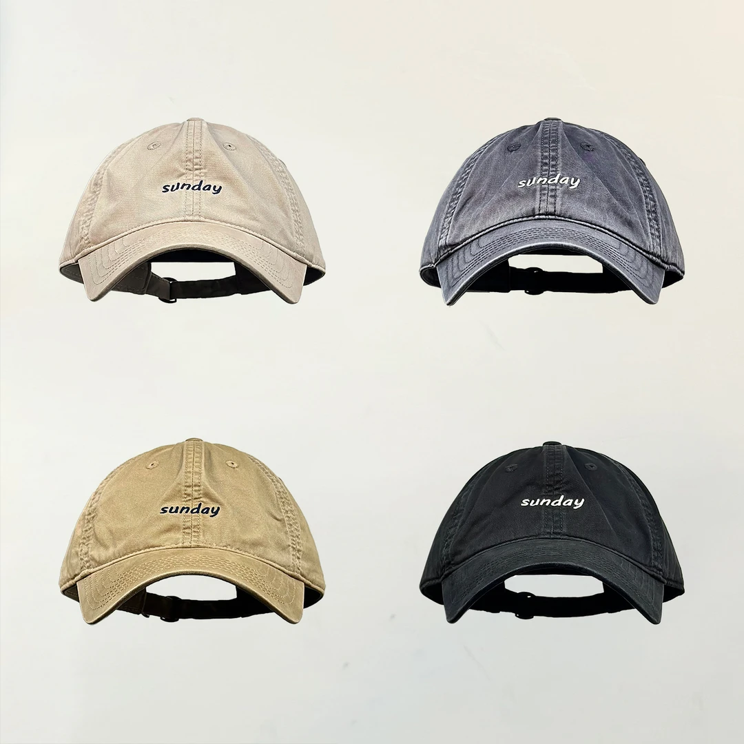 水洗棉复古日系棒球帽女潮牌韩版简约刺绣字母百搭软顶鸭舌帽子男