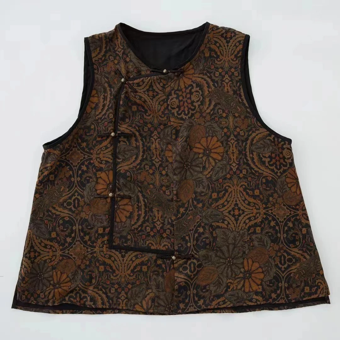 潘掌柜分享-垒土2103新款斜襟桑蚕丝花马褂