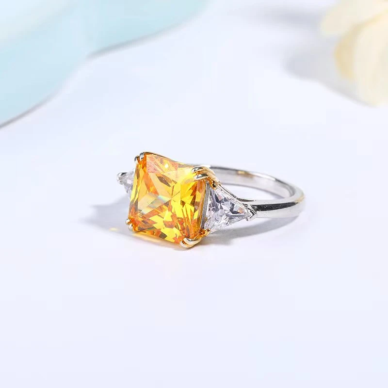 925银莫桑石戒指 【大NOVO黄5ct】xx270#专柜珠宝钻戒 纯银戒指