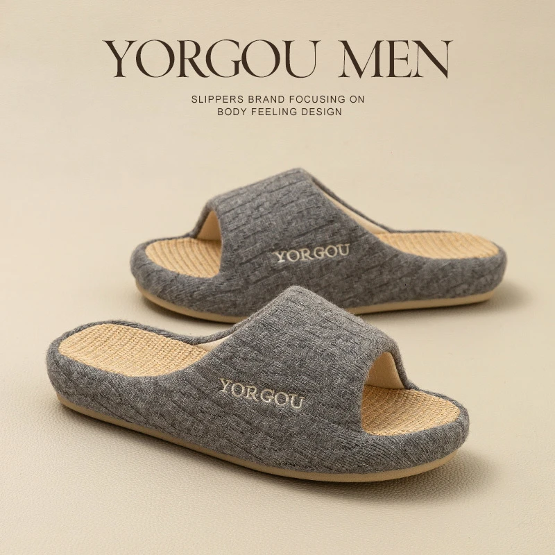 男士亚麻拖鞋清爽透气不闷脚春秋厚底散汗散热居家女防滑软底四季