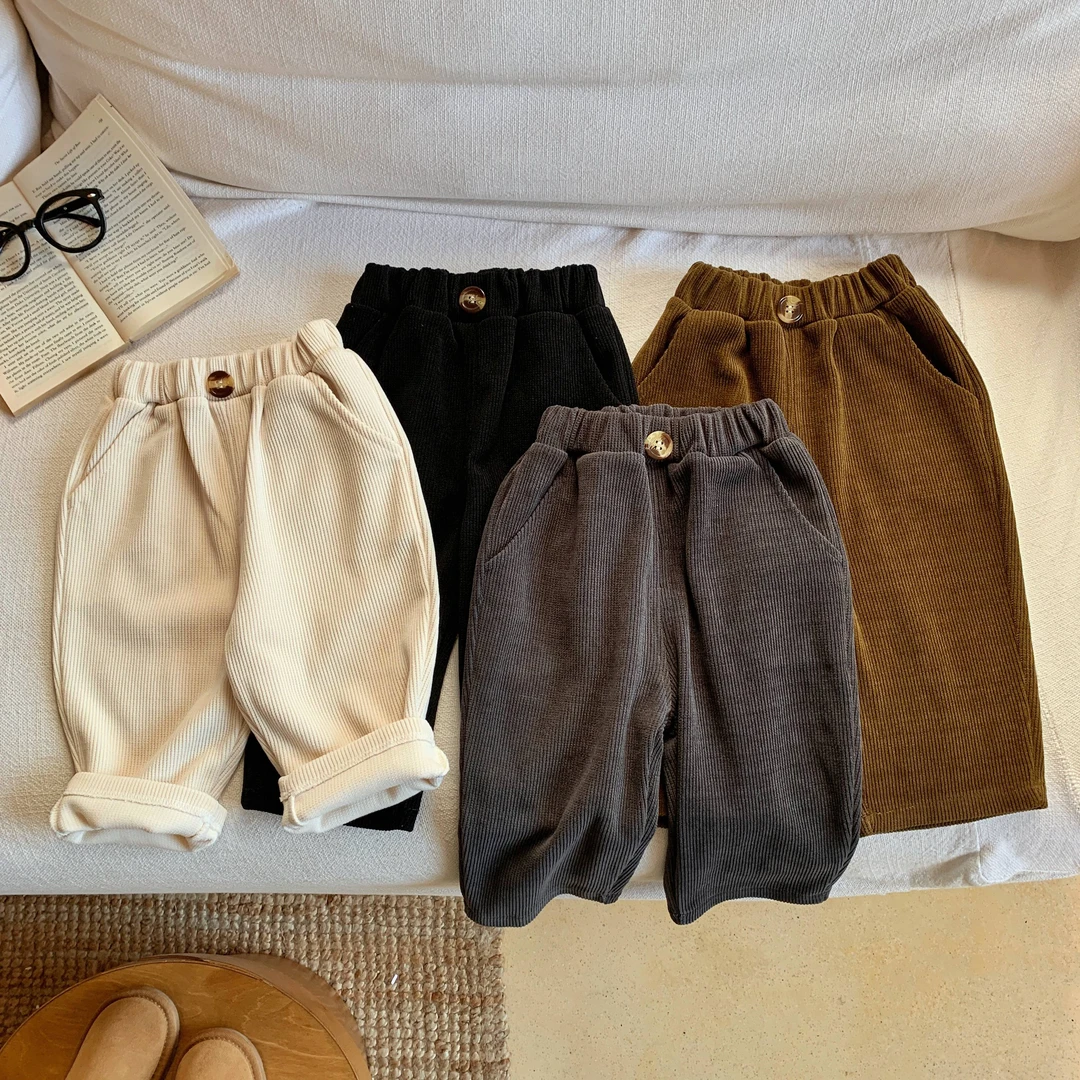 儿童休闲裤春秋百搭男童小童绒裤加绒女童宝宝长裤加厚裤子