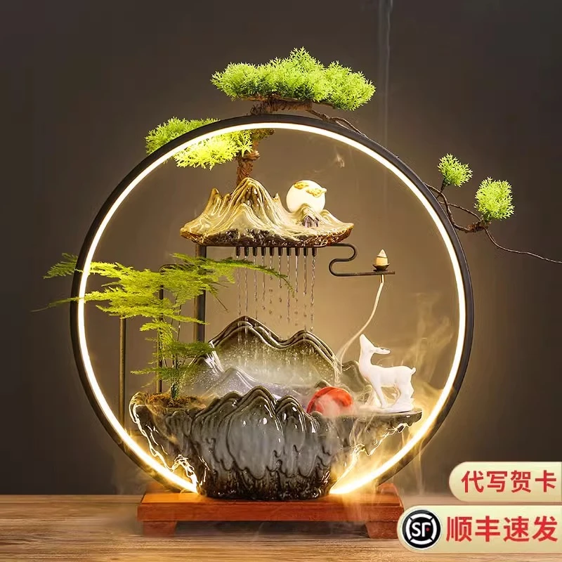 中式流水摆件循环水家用喷泉加湿器客厅办公室乔迁新居开业礼装饰