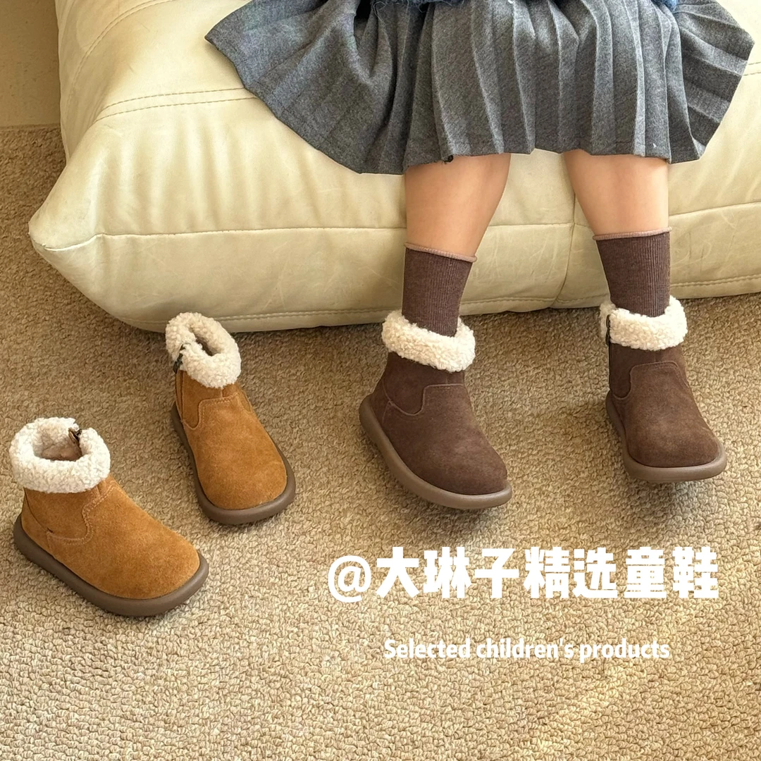 2024冬季新款雪地靴复古时尚百搭加绒保暖防滑耐磨童靴23258