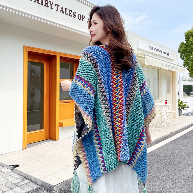 披肩云南大理旅游民族风爆款披肩新疆藏旅游拍照针织外搭斗篷春秋