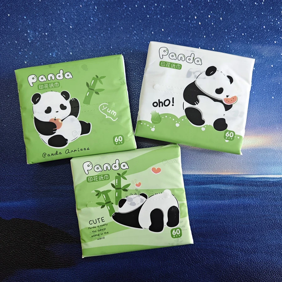 熊猫汤圆可爱印花独立小包抽纸巾便携小学生原生木浆擦手干湿两用