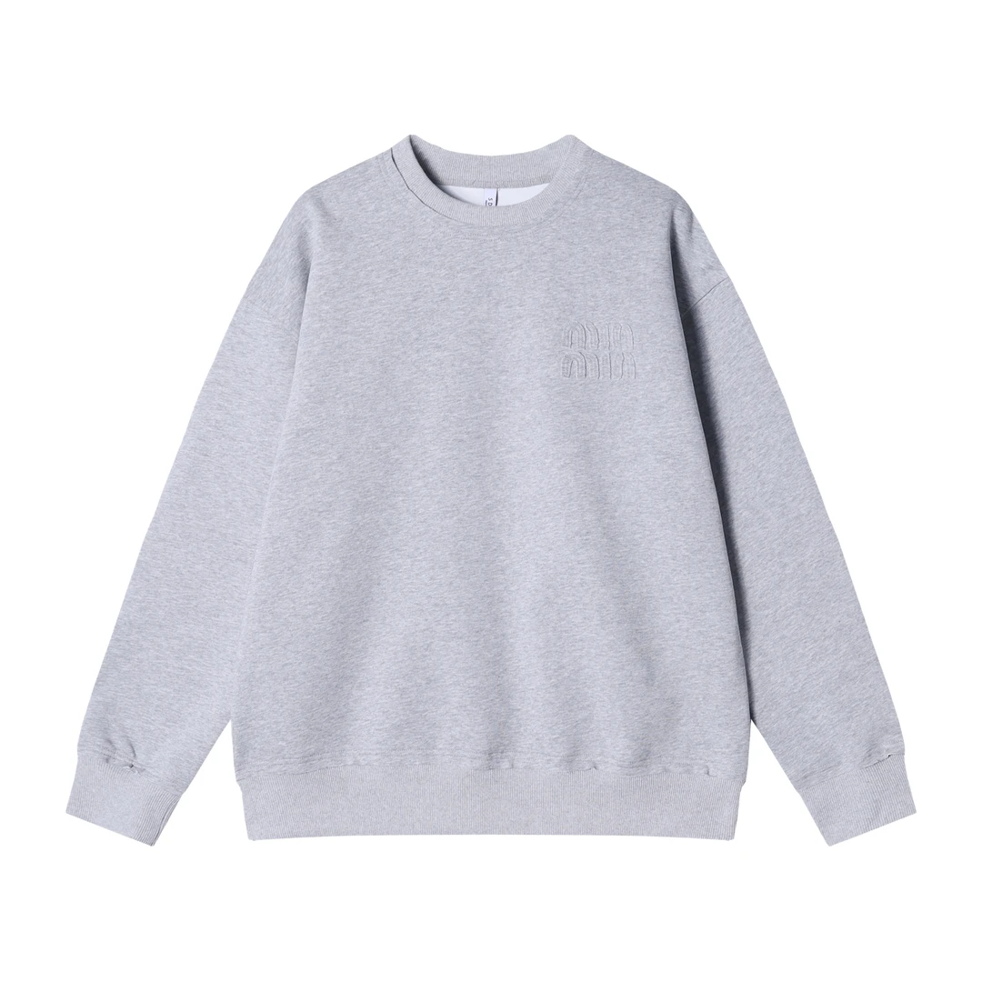 wy484新款时尚个性纯色立体字母圆领套头卫衣休闲百搭运动上衣