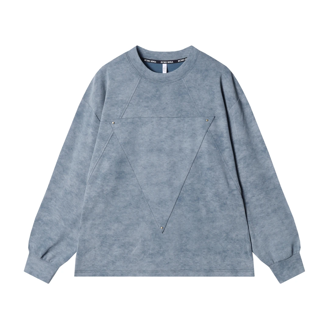 秋冬季新款时尚个性韩版扎染压线圆领套头卫衣休闲百搭宽松上衣