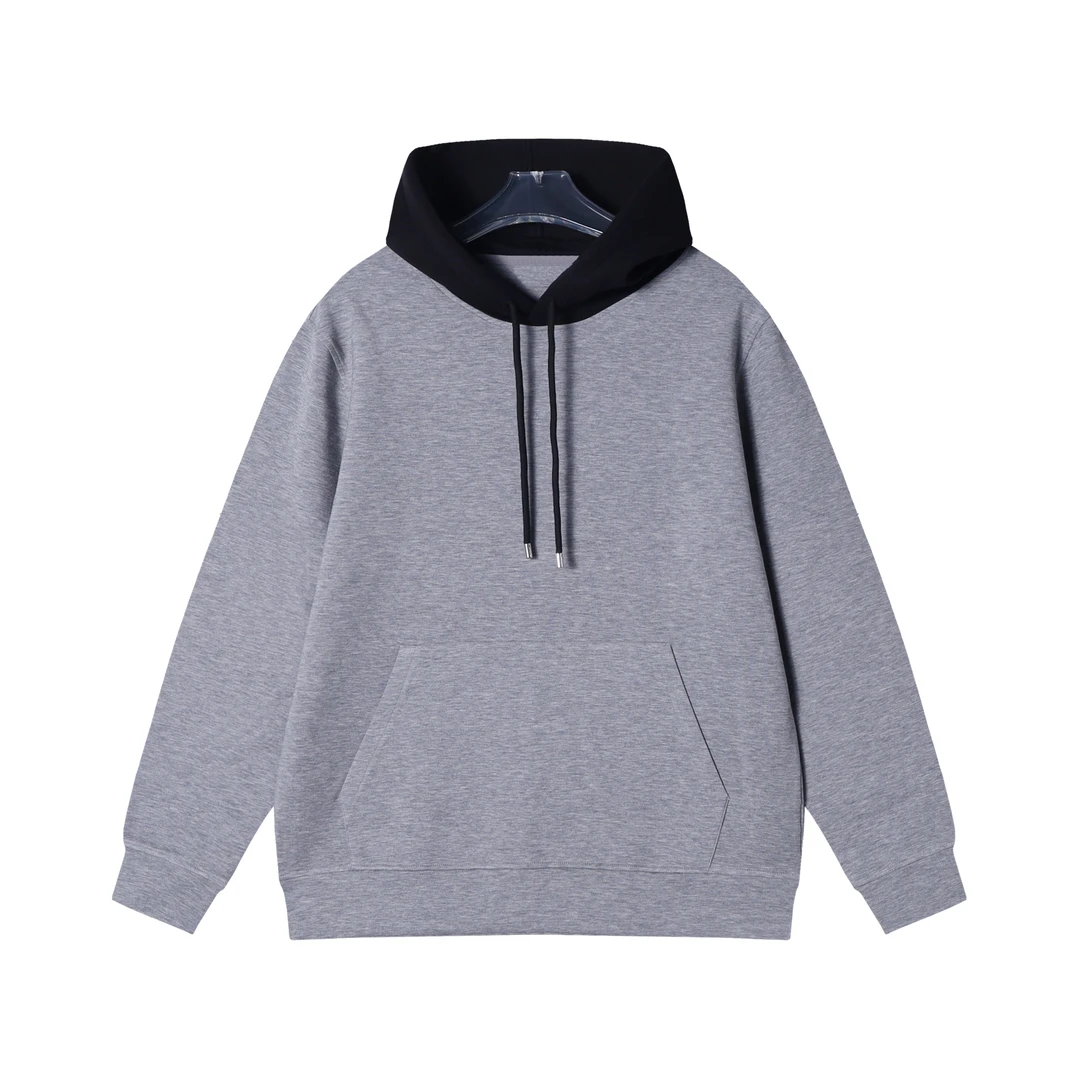 WY520新款时尚个性黑灰撞色连帽卫衣时尚户外休闲百搭上衣潮