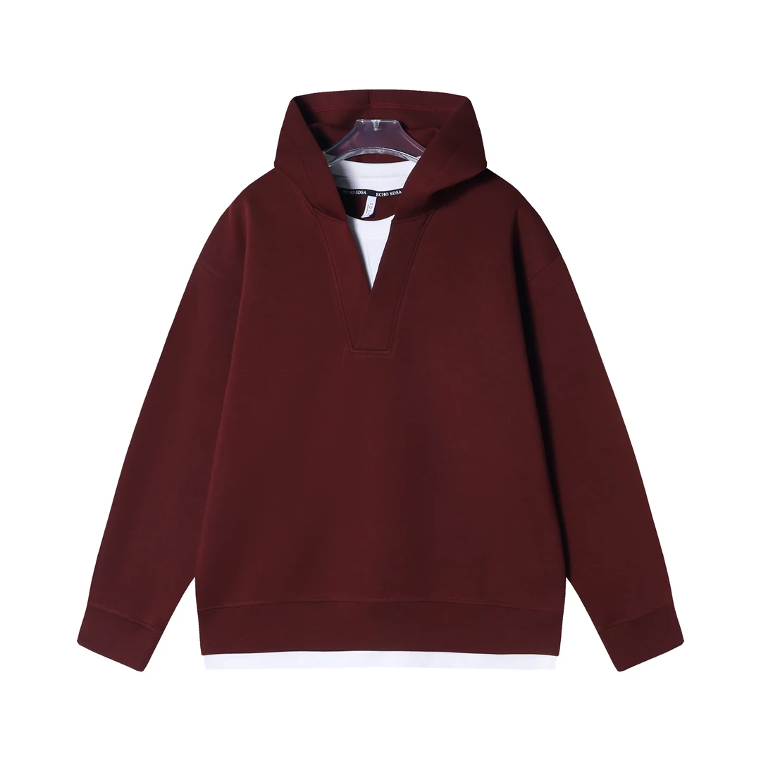 WY466新款时尚个性假两件连帽卫衣休闲百搭情侣宽松上衣