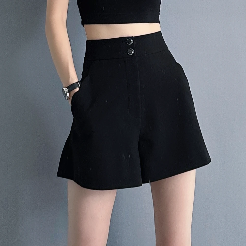 阿玛施   短裤高腰时尚休闲百搭四季黑色显瘦外穿修身气质5100427