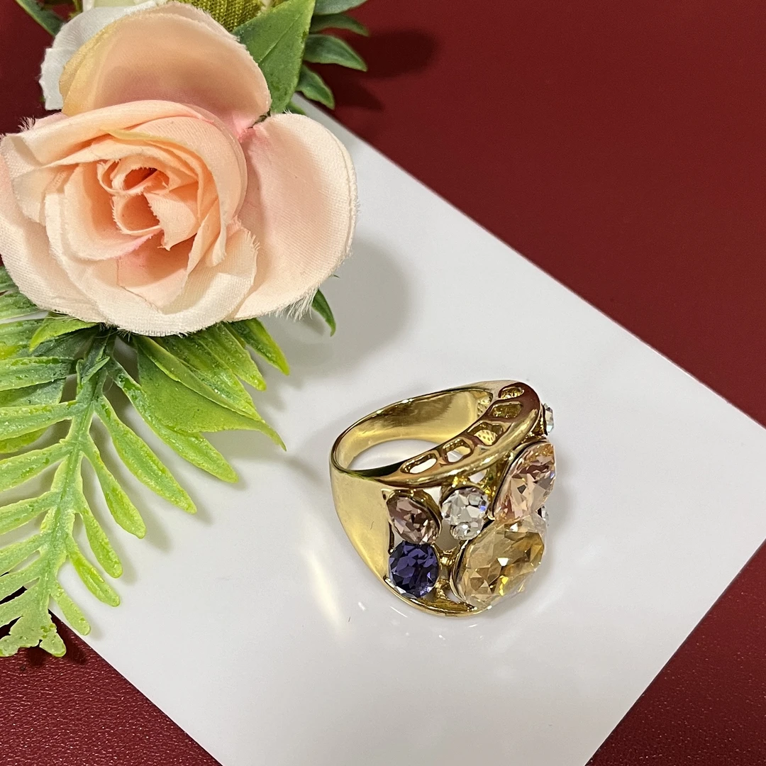 铜合金莫桑石戒指 时尚潮流戒指