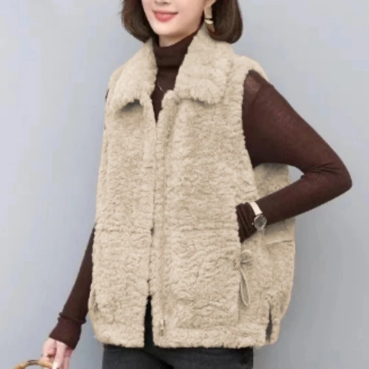 毛马甲女2024年新款时髦妈妈显瘦冬装宽松马夹皮毛一体外套潮