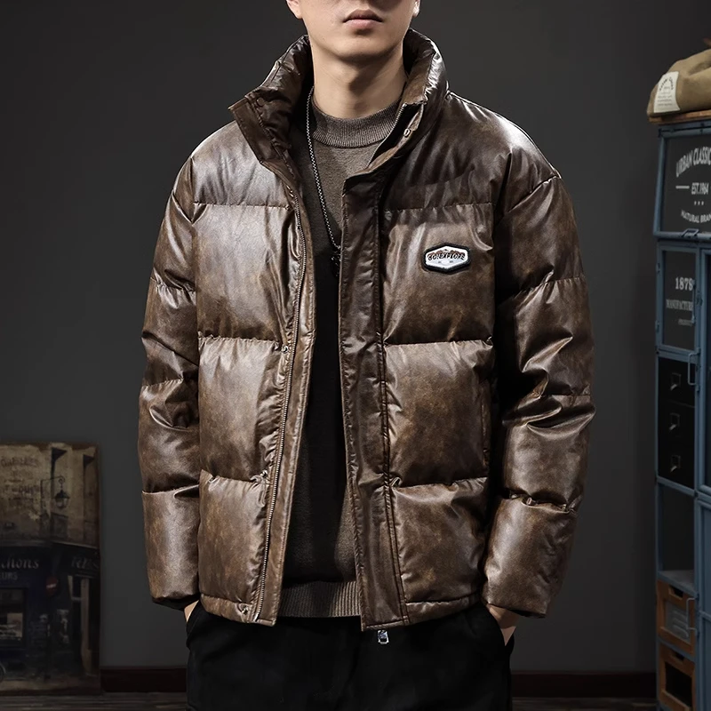 Cebrodz新国标90鸭绒防风皮羽绒服冬季面包服宽松户外休闲外套