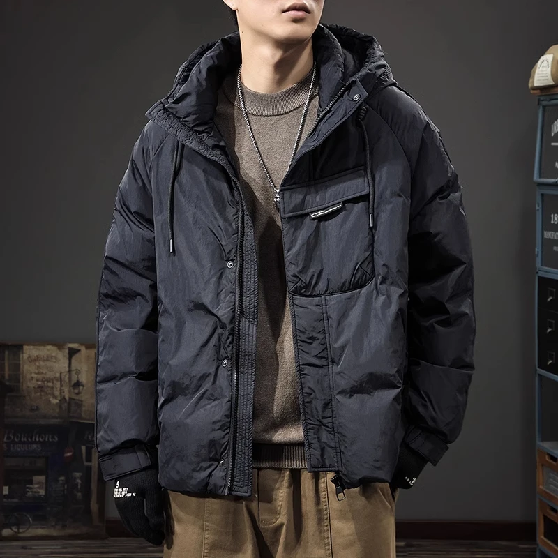 Cebrodz冬季新款美式工装羽绒服潮流白鸭绒宽松连帽户外休闲外套