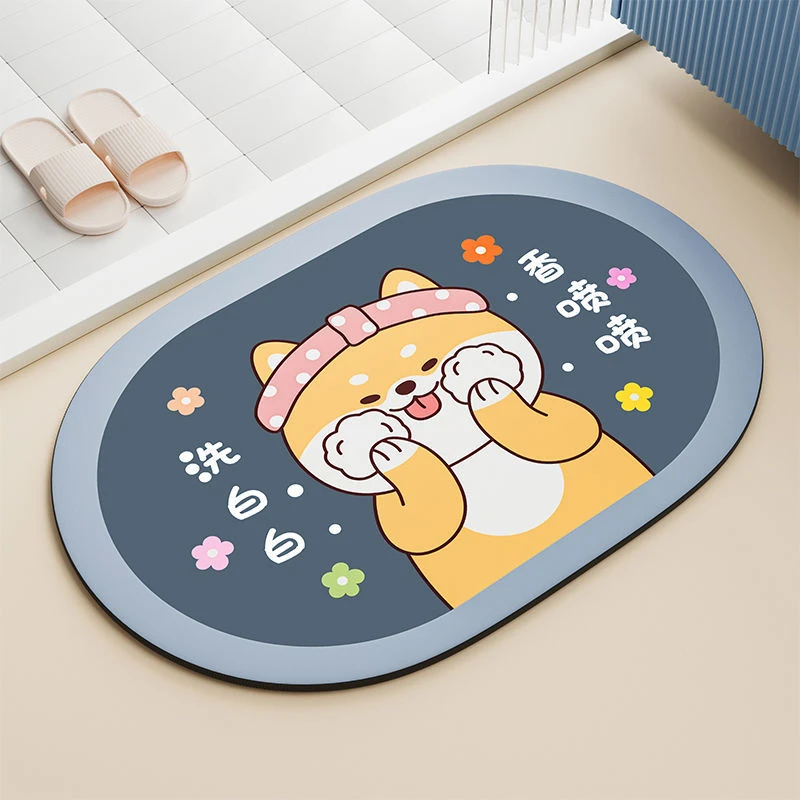 洗澡鸭卡通图案卫生间浴室家用地垫洗澡防滑耐脏浴室吸水垫硅藻泥