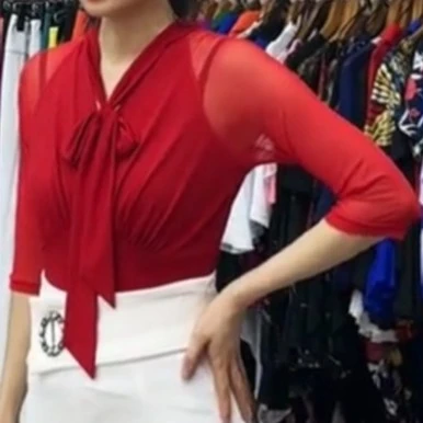 吉特巴交谊舞广场舞吉特巴衣摩登三步踩系带夏季修身舞蹈服A0466