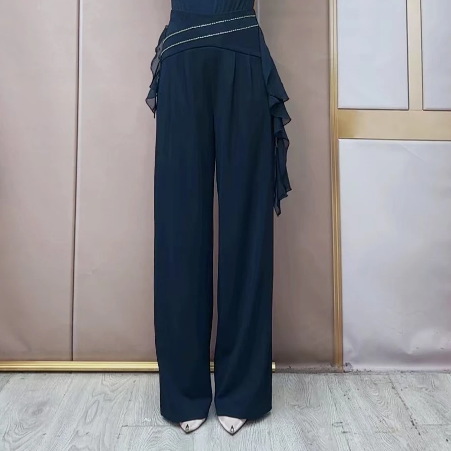 欢舞阁摩登舞吉特巴广场舞裤交谊舞时尚气质弹力料飘边女裤B0233
