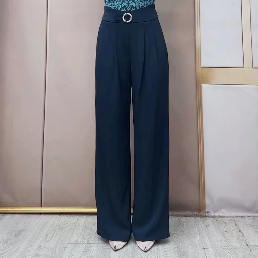 摩登舞裤广场舞裤口袋现代舞裤B0208百搭垂感显瘦跳舞女裤简约