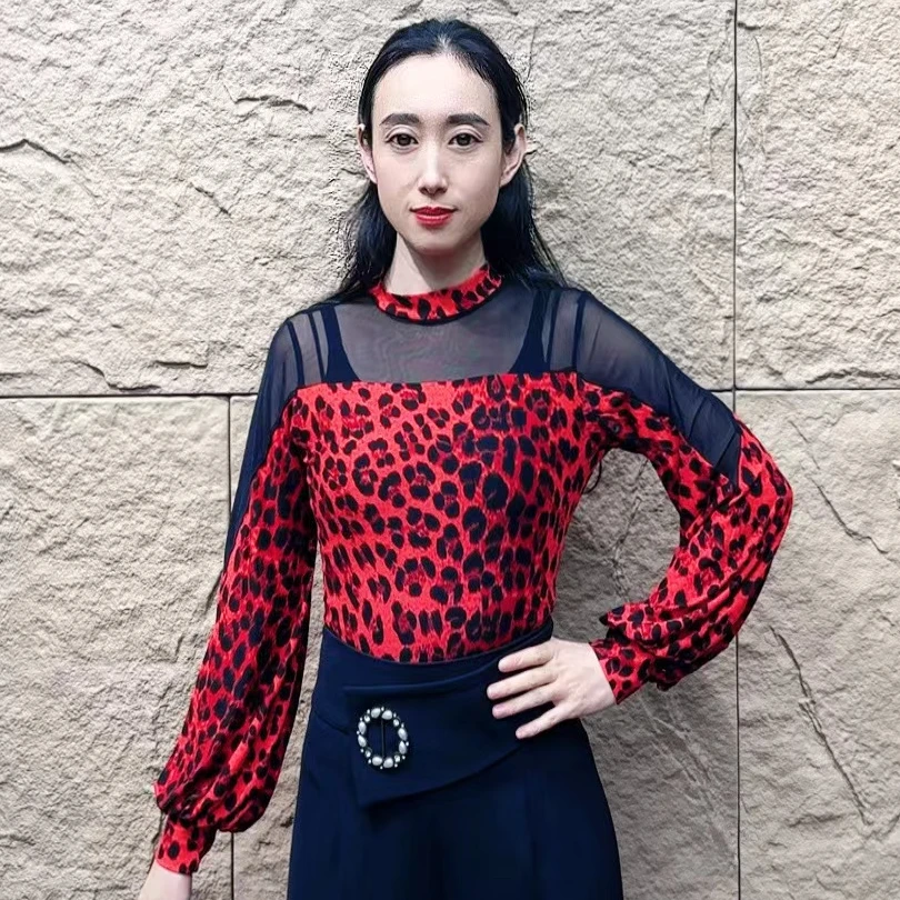 欢舞阁吉特巴摩登舞气质女士半高领交际广场舞长袖显瘦舞衣A0511
