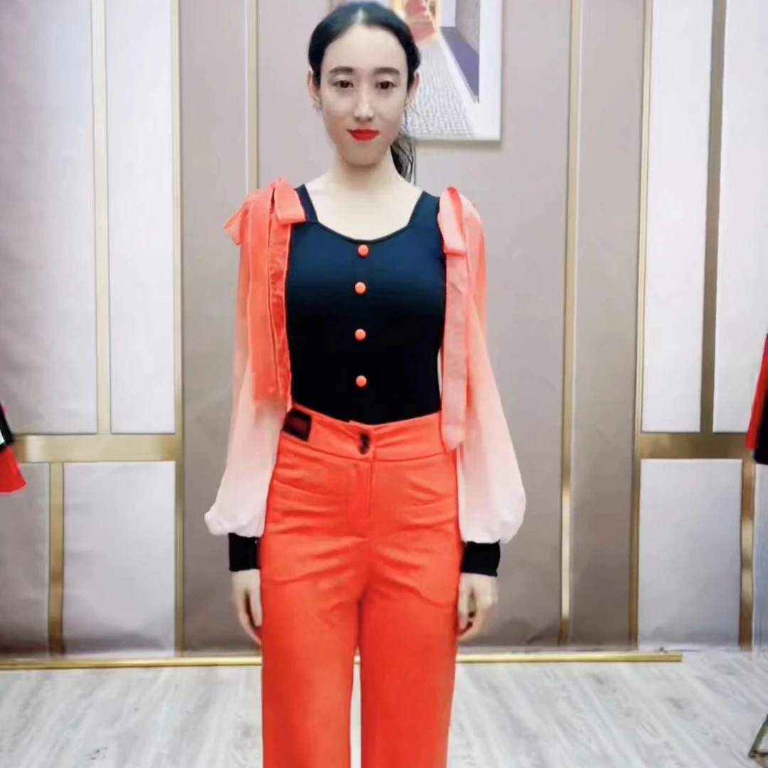 欢舞阁气质女士蝴蝶结摩登双人舞交际舞广场舞时尚长袖舞衣A0480